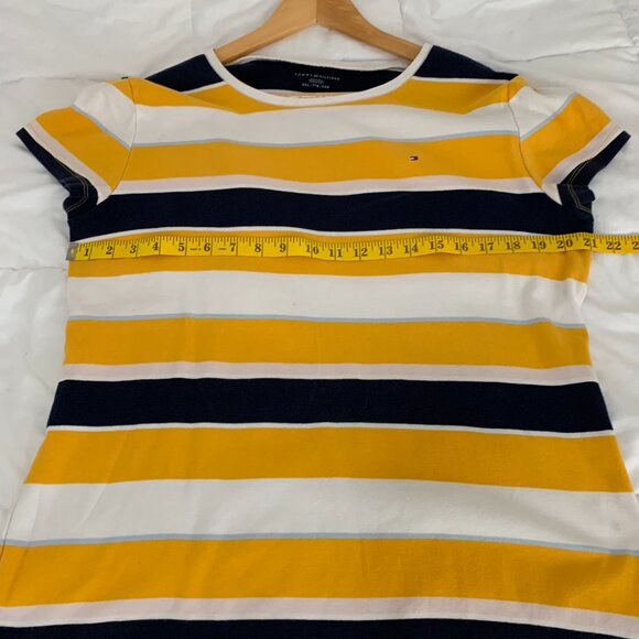 Tommy Hilfiger Women’s XXL Yellow, Blue, White 100% Cotton Striped Crew Neck Tee - Picture 8 of 12